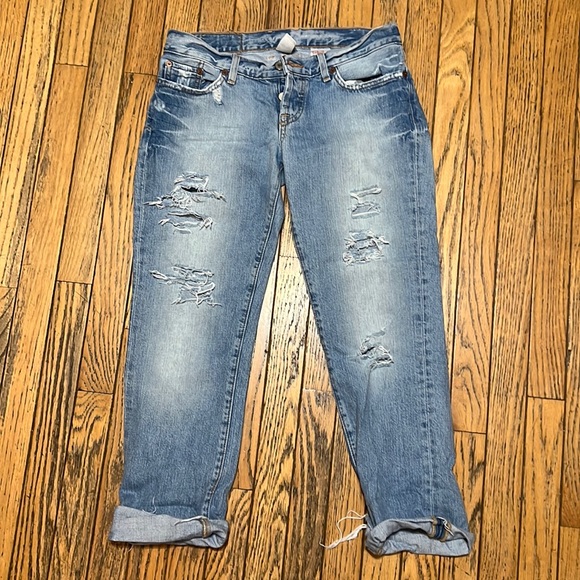 Lucky Brand Destructed Boyfriend Capri Jeans 6 - Picture 1 of 9